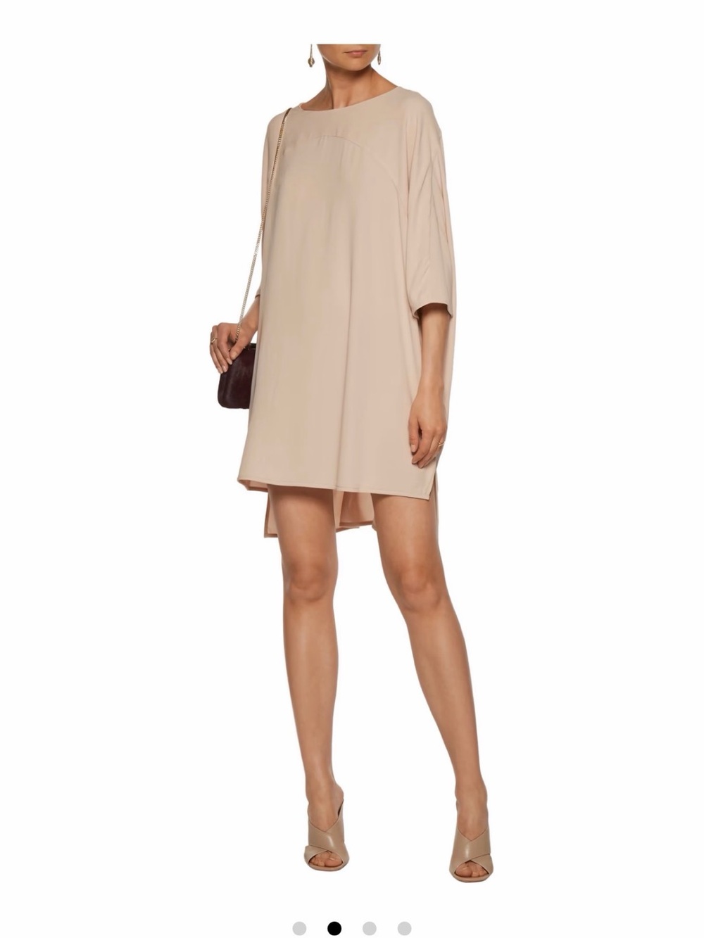 Diane Von Furstenberg DVF Medera Crepe Mini Dress Tunic, Blush Beige, Sz L
